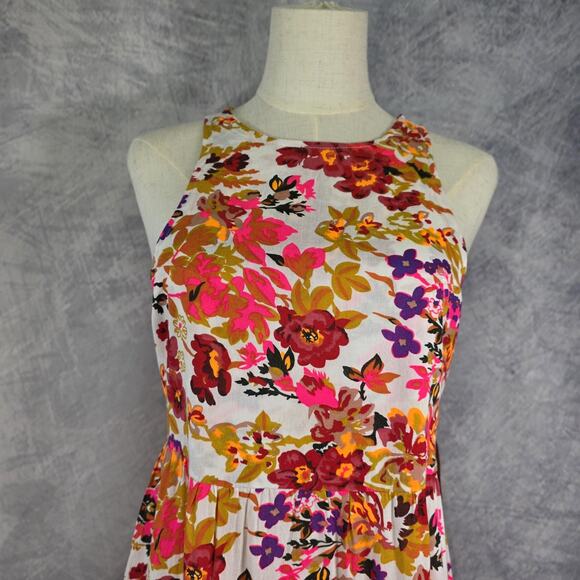 Natural Life Dress Womens Small Colorful Floral Rayon Open Back Tie Bow Sundress - Picture 5 of 16